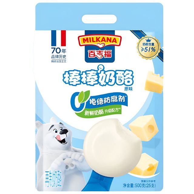 PLUS会员：MILKANA 儿童奶酪棒 原味 500g/25支 （plus会员免运费）