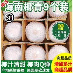 苏小二 海南文昌椰青去皮椰子 9个装 单果950g~1500g