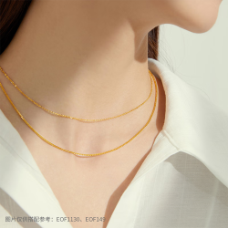 周大福 黄金项链 肖邦链素链 女士款EOF1130 生日礼物 45cm 约4.3g计价(工费420)