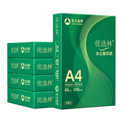亚太森博 A4打印纸 80g复印纸 优选林系列 500张*5包 办公用纸 高性价比复印纸2500张整箱