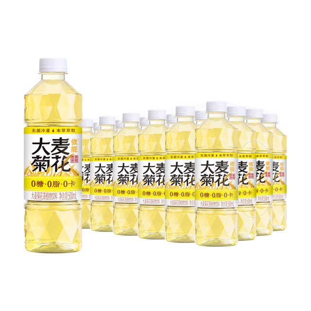 依能 大麦菊花茶饮料 无糖0脂0卡 500ml*24瓶 塑膜装 家庭聚餐囤货解渴