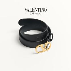 VALENTINO 女士 VLOGO SIGNATURE 亮面牛皮革腰带（黑白任选）
