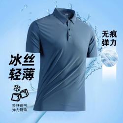 罗蒙 男士POLO衫 夏季薄款冰丝透气商务休闲纯色T恤衫