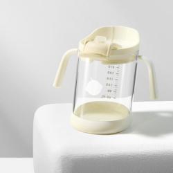 babycare 三合一斜口吸管杯宝宝喝牛奶学饮杯男女家用刻度儿童水杯