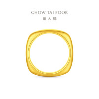 周大福 黄金戒指 INS风 几何方戒方形  EOF2449 16号 约6g计价(工费680)