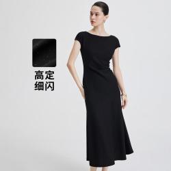 GIOVANNI VALENTINO 女士细闪烫钻小黑裙收腰显瘦鱼尾连衣裙