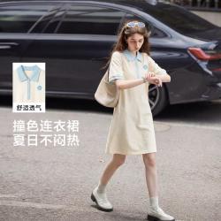 唐狮 POLO连衣裙女夏季宽松撞色
