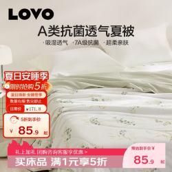 LOVO 罗莱家纺 A类抗菌可机洗夏被-叶影 220*240cm