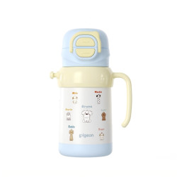 贝亲 儿童316不锈钢保温吸管杯联名+双饮头 450ml
