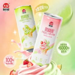 大窑 益生元果汁汽水0糖0脂膳食纤维气泡水芭乐柠檬百香果维C饮料330mL 哈密瓜味4罐 草莓青柠味4