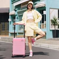 PLUS会员：美旅 NB1 宽拉杆轻便 20英寸 粉色 拉杆箱
