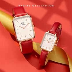 Daniel Wellington DW 红表带白盘石英女表 DW00100453 礼物手表