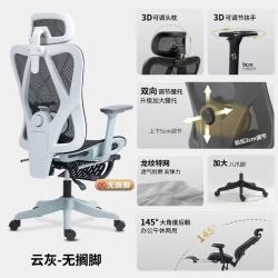 优兰森 W2028 龙纹特网5D扶手 云灰 尼龙脚无脚踏 电脑椅