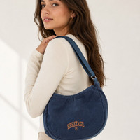 FILA 字母Logo拉链棉质Hobo包斜挎户外单肩包女款FS3BCF6337F