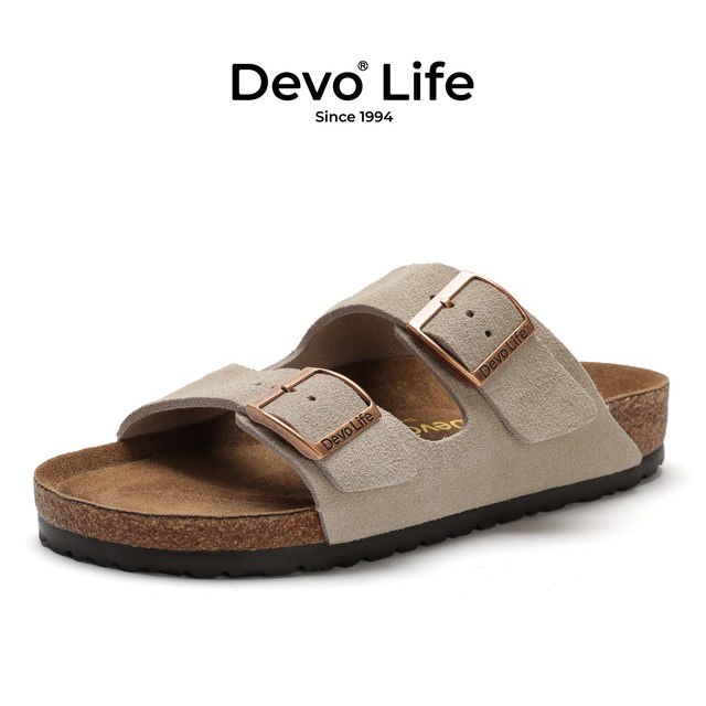 Devo Life 【百搭好穿】男女同款舒适复古软木鞋一字休闲凉拖2618