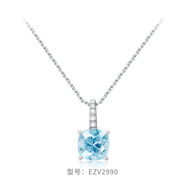ENZO 典雅系列 18K金海蓝宝钻石吊坠 EZV2990