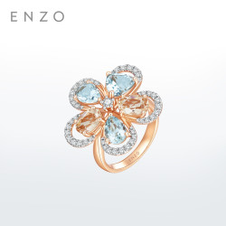 ENZO 新款海盐桃桃花朵戒指 女士13号 EZV6843