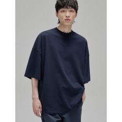 STUDIO 夏季 轻薄双纱棉五分袖T恤 男士复古高罗纹宽松