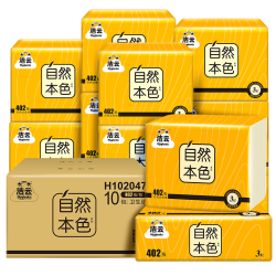 洁云 自然本色 压花卫生纸 402张*10包