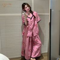 宫蝶 凉感型 女士短袖九分裤蕾丝边家居服