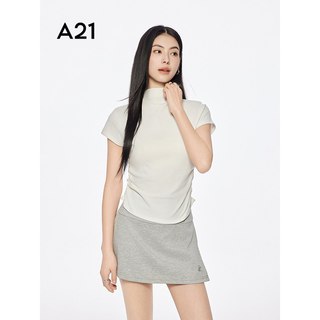 A21 印花字母宽松显瘦圆领中长款落肩袖女士T恤