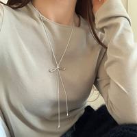 花饰庄园 简约蝴蝶结抽拉式长款项链女小众ins个性时尚百搭颈链毛衣链 9419