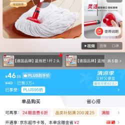 vileda 棉线拖把 加大加长 1拖把杆+1拖把头