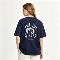NEW ERA NewEra纽亦华夏季运动深蓝洋基队NY印花短袖男女简约休闲T恤美式