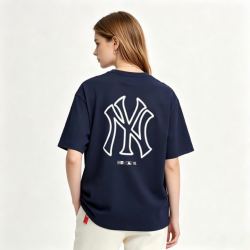 NEW ERA NewEra纽亦华夏季运动深蓝洋基队NY印花短袖男女简约休闲T恤美式