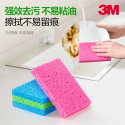 3M 思高铁锅碗盘百洁布一般厨具海绵百洁布洗碗布海绵百洁擦厨房家用 木浆海绵百洁布4片