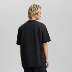 Lee 宽松圆领手写Logo短袖T恤 黑色 L