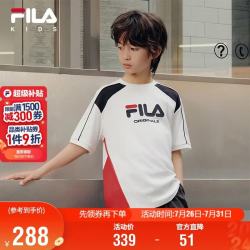 FILA 儿童童装短T类2026秋季男中大童针织短袖衫