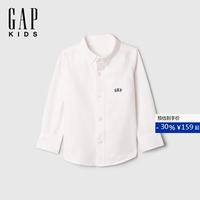 Gap 男幼童秋季款刺绣logo长袖衬衫合身儿童上衣美版606204