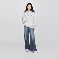 Lee 舒适五袋款设计深蓝色女宽松阔腿牛仔裤