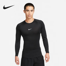 NIKE T恤男装 26春季新款撸铁健身运动服塑形透气训练紧身紧身长袖 FB7920-010