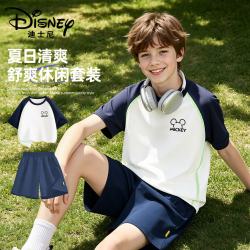 迪士尼 童装儿童夏季套装2026新款速干男孩短袖T恤运动休闲百搭男童夏装