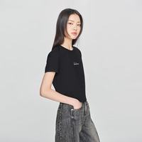 Lee 修身版圆领铆钉Logo印花短款女士短袖T恤