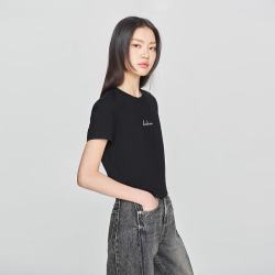 Lee 26夏季新款修身圆领铆钉Logo女士短袖T恤