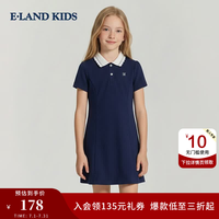 E-LAND KIDS E·LAND KIDS童装女童连衣裙26年夏季新品运动风POLO领裙子刺绣 Navy藏青色/59 160