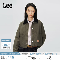 Lee 舒适灯芯绒撞色翻领花朵铆钉设计女短款工装外套