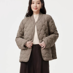 坦博尔 罗纹领短款女士羽绒服
