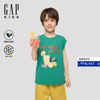 Gap 男童大童2026夏季新款莱赛尔混纺凉感logo背心儿童装893601