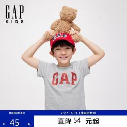 Gap 男女童夏季款棉质字母LOGO圆领短袖T恤儿童装上衣835287