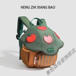 慕栢森 新款儿童背包2025出游书包幼儿园双肩包可爱迷你书包蘑菇防滑包包 绿色