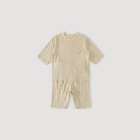 巴厘小猪 儿童睡衣夏季短袖男女童两件套薄款婴儿衣服宝宝家居服 薄雾黄 100
