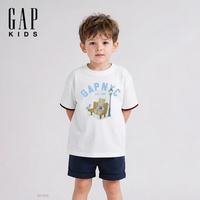 Gap 男幼童小童2026夏季新款纯棉趣味印花圆领短袖T恤儿童装893429