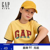 Gap 男女童2026春季新款logo印花假两件纯棉短袖T恤儿童装861974