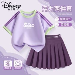 迪士尼 童装女童运动套装2026夏季新款透气舒适女童百搭夏装可爱女孩衣服