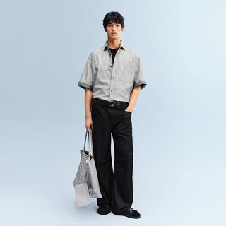 太平鸟 扎染印花条纹 男士衬衫