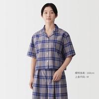 無印良品 MUJI 女式 马德拉斯格纹短袖衬衫